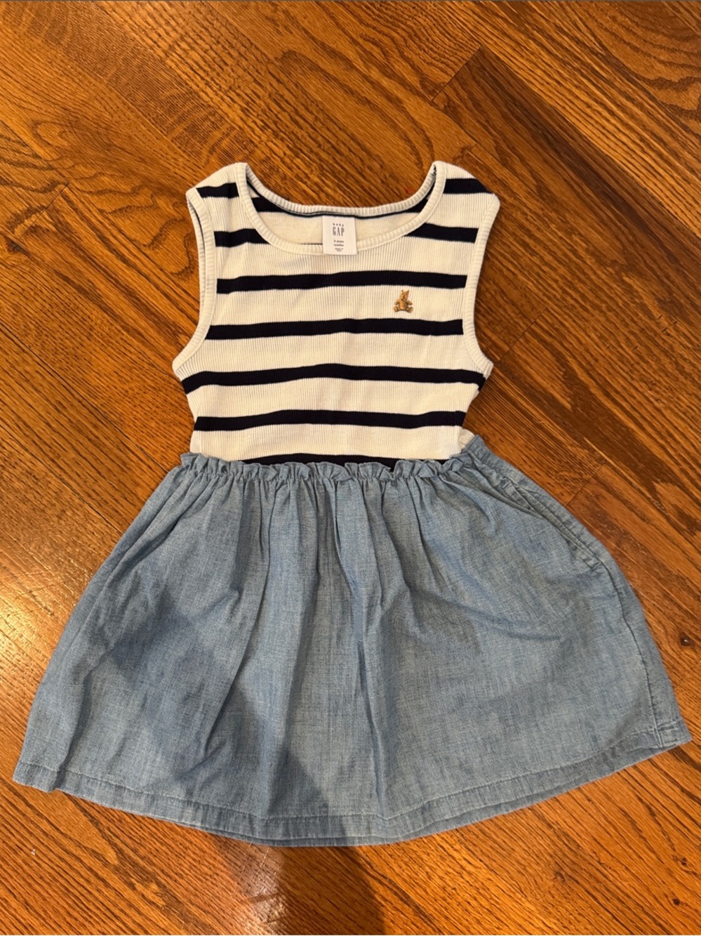 GAP Navy & White Striped Tank Dress with Light Blue Denim Skirt